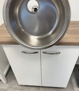 Déstockage ensemble meuble cuisine + évier inox rond - Le Comptoir
